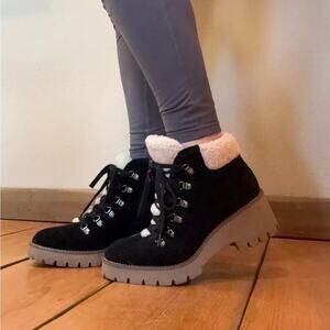 Blondo Devin Waterproof Black Suede lace up Boots Sz 8.5 combat Y2K 90’s grunge